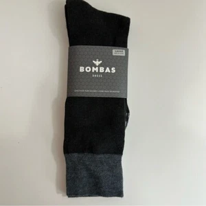 Bombas Men's Black and Gray Calf Dress Socks Large - Picture 1 of 5