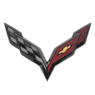 OEM NEW 14-19 Chevrolet Corvette Rear Crossed Flag Carbon Flash Emblem 84658773 - Image 1 of 3