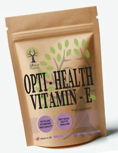 OptiHealth Vitamin E Capsules Max Strength Natural Supplement Vitamin C Vegan - Picture 1 of 14