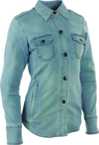 Speed and Strength Speed Society Armored Moto Shirt Denim Blue Womens - XS - Picture 1 of 5