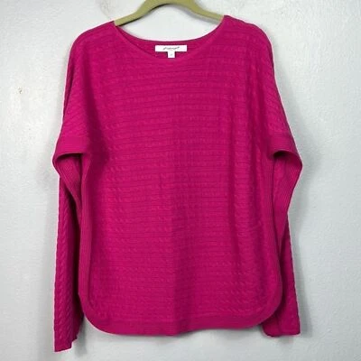 Foxcroft NYC Fuchsia Pink Long Sleeve Horizontal Ribbed Sweater Large - Image 1 of 4