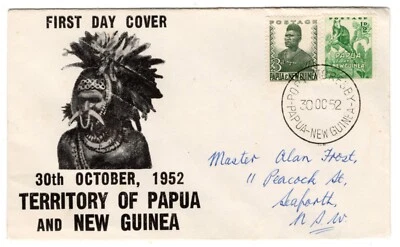 1952 Oct 30th. First Day Cover. PNG - Tree Kangaroo and Native Policeman. - Image 1 of 2