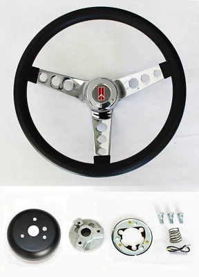 1964-1966 Oldsmobile F85 442 Cutlass 98 Black Steering Wheel 13 1/2" - Image 1 of 4