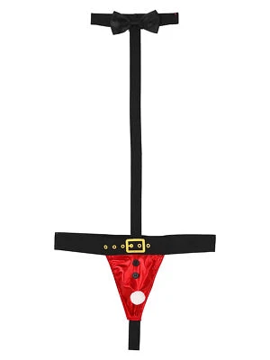 DE Sexy Herren Weihnachten String Offnen Schritt Mankini Lustig Santa Claus Slip - Bild 1 von 2