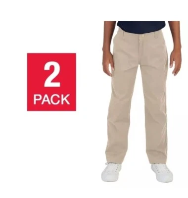 Paquete de 2 pantalones ajustados rectos beige French Toast para jóvenes niños talla 10 uniformes escolares N Foto 1 de 2
