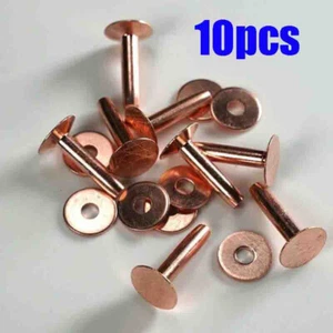 10pc Solid Copper Rivets Burr Fastener Permanent Leather Saddlery Tack Repair #B - Picture 1 of 4