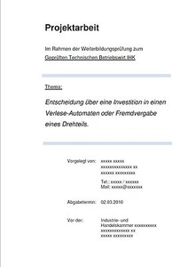 TBW Note 1 Geprüfter Technischer Betriebswirt IHK Projektarbeit 94 Punkte - Bild 1 von 1