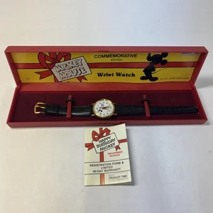 Disney Mickey Mouse Bradley Wind-up Wrist Watch, Original Box And Receipt NOS - Picture 1 of 14