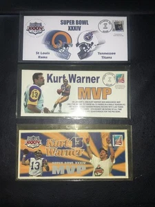 Super Bowl XXXIV St Louis Rams Titans & Kurt Warner Postmarked Envelopes NFL - Picture 1 of 2