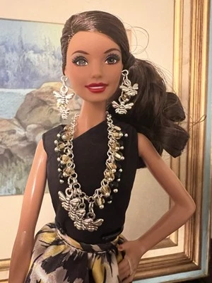 Colar e brincos feitos à mão para boneca da moda 11-1/2" - abelhas e miçangas - Imagem 1 de 3