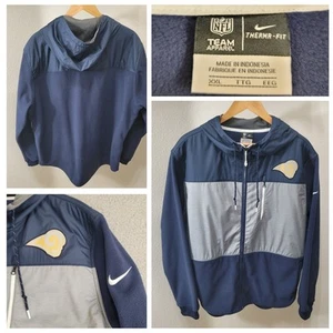 Los Angeles Rams Nike Giacca con Cappuccio Uomo 2XL Blu Full Zip NFL Abbigliamento Squadra - Foto 1 di 21