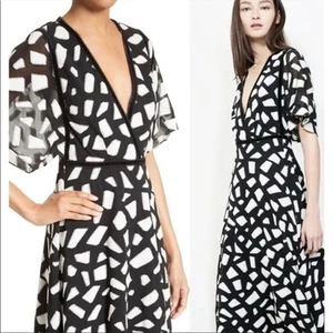 New $1100 Yigal Azrouel Black White Midi Summer Dress Size 8 NWT Wedding Party - Picture 1 of 4