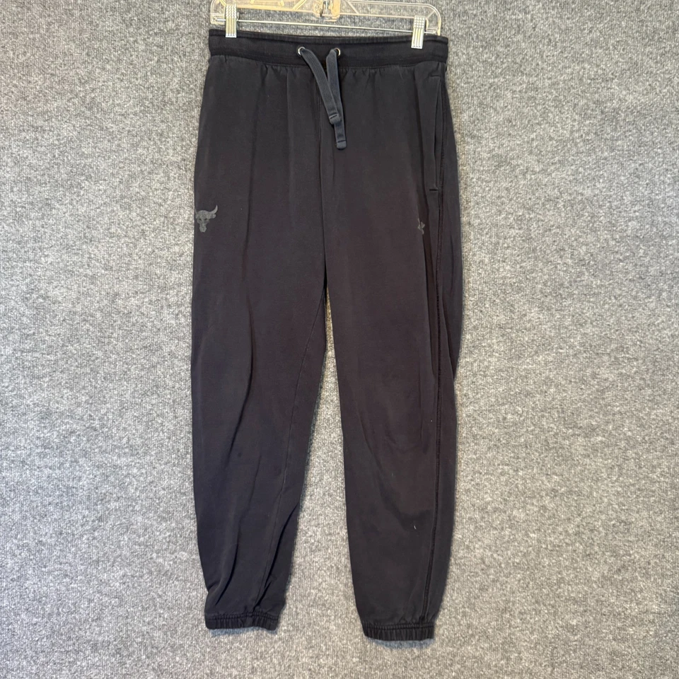 Under Armour Project Rock Pants Mens Medium Black Joggers Sweatpants Fleece - Image 1 of 4