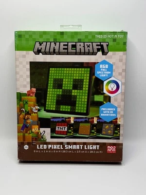 New Minecraft Pixel LED Smart Novelty Table Lamp 8x8x1 inches 20 Animations - Image 1 of 2