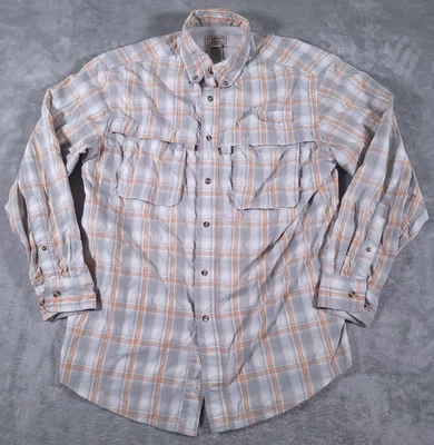 LL Bean Shirt Mens Medium Plaid Long Sleeve Fishing Hiking Vented Roll Up Sleeve - Image 1 of 4