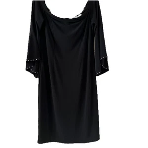 Vestido Joseph Ribkoff Talla 12 Negro Funda Tachonada Estilo Mangas Cóctel Fiesta - Imagen 1 de 7