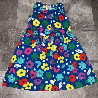 Vestido Hanna Andersson feminino floral com botões tamanho 6-7 120 azul margarida bolso floral - Imagem 1 de 4