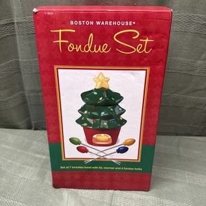7 Piece Boston Warehouse Christmas Tree Shaped Fondue Set With Forks New In Box - Picture 1 of 10