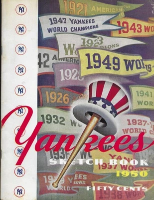 New York Yankees 1950 Yearbook Sketchbook 1st Year DiMaggio Berra World Series - Image 1 of 2
