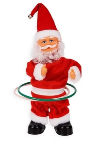Weihnachtsmann mit Hula Hup Reifen Sportler / LED Musik  Santa Claus 30cm Deko - Bild 1 von 1
