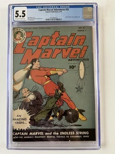 CAPTAIN MARVEL ADVENTURES #55 FAWCETT GOLDEN AGE 1946 CGC 5.5 GRADED - Imagen 1 de 2