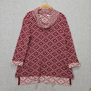 MOTH Pullover Anthropologie Damen M rot Wasserfallausschnitt Muster hoher niedriger Saum 3/4 Arm - Bild 1 von 10