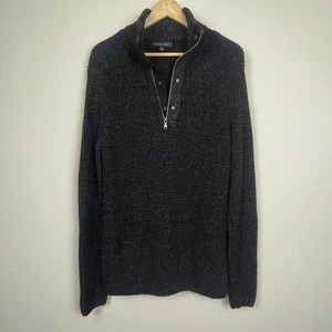 Banana Republic Men’s L Merino Wool 1/4 Zip Button Sweater Gray Old Money - Picture 1 of 6