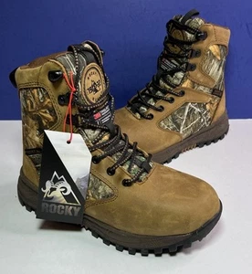Rocky Kids 8" Outdoor 800G Realtree Edge Boots Sizes Youth 2, 3 - Model RKS0543C - Picture 1 of 11