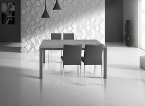 TAVOLO ALLUNGABILE PRANZO PIANO LEGNO GAMBE METALLO MODERNO - Picture 1 of 3