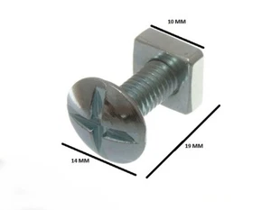 Paquete de 6 pernos de techo cabeza transversal + tuercas cuadradas ZP 8 MM por 16 mm - Imagen 1 de 1