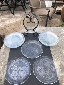 4 Arcoroc France Canterbury Crocus Flower 10 3/4” Plates Glass 3 sets of 4 avail - Picture 1 of 8