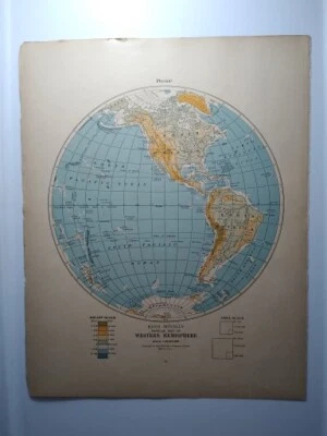 Mapa Atlas Antiguo Rand McNally Premium Atlas 1929 Hemisferio Occidental Foto 1 de 4