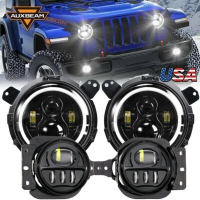 AUXBEAM LED Headlights +Fog Lights for Jeep Wrangler JL 2018 2019 2020 2021 2022 - Image 1 of 4