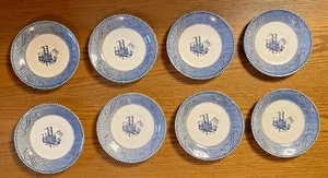 SET OF EIGHT (8) Vintage Royal Currier and Ives Blue & White Steam Boat Saucer - Picture 1 of 24