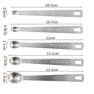 5pc Stainless Steel Mini Measuring Spoons - Dash Pinch Measure Spoon Tools New - Picture 1 of 23