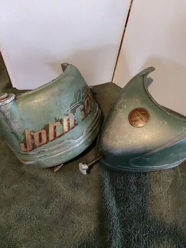 1940 Johnson Seahorse HD 15 outboard tank and cowl