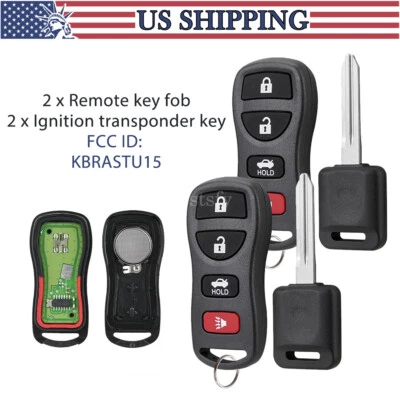 2 para Nissan Altima Máxima 2005 2006 mando a distancia KBRASTU15 + llave transpondedor Foto 1 de 4