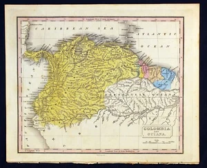 1832 Colombia and Guiana M. Malte-Brun Color Map J.H. Young Portuguese Dutch - Picture 1 of 10