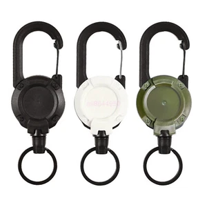 Retractable Carabiner Keychain - Heavy Duty Steel Cord Badge Holder AU - Picture 1 of 12
