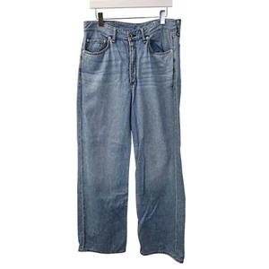 Pantalones de mezclilla Rag & Bone Logan mezcla de lino botón tiro alto pierna ancha talla 30 - Imagen 1 de 7