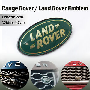 Land Rover Green / Gold Logo Grill Badge Emblem Sign Self Adhesive 7cm x 4.7cm 