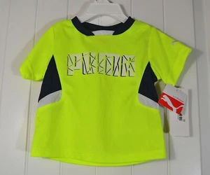 NWT BABY BOYS TODDLER PUMA KIDS NEON YELLOW SHIRT TEE ATHLETIC CUT SIZE 12M - Picture 1 of 6