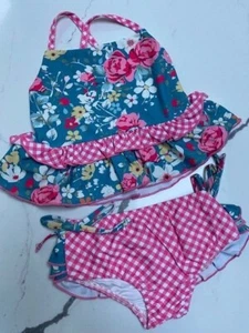 Plaid Floral 2 piece Swim Suit 12-24M, 2T Charlie's Project CLOSEOUT FINAL SALE - Picture 1 of 2