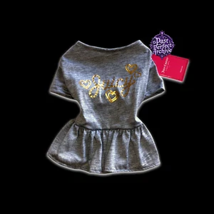 Juicy Couture Pet Luxury Gray Diamanté Logo Elasticated Waist Ruffle Mini Dress - Picture 1 of 5