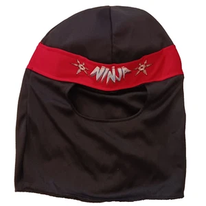 Ninja hood mask black red one size adults teens Halloween Free Shipping  - Picture 1 of 5