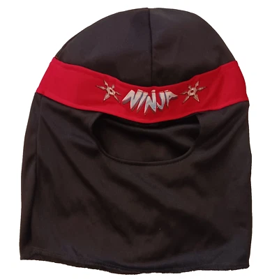 Ninja hood mask black red one size adults teens Halloween Free Shipping  - Image 1 of 4