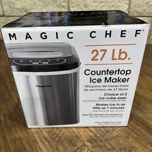 Magic Chef MCIM22ST 27 lb Przenośna maszyna do lodu Stal nierdzewna FABRYCZNIE NOWA / ZAPIECZĘTOWANA - Zdjęcie 1 z 10