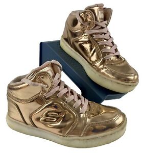 Skechers Girls Pink Gold Sleek Shines Sneakers Boots Size AU/US1.5, UK13.5, EU33