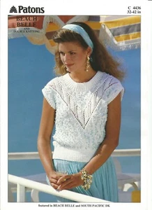 Lovely Patons Beach Belle and double knitting pattern for ladies top 32-42in - Picture 1 of 1