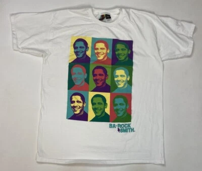Camiseta Rocksmith Barack Obama Gráfica Hombre Grande Blanca Manga Corta Foto 1 de 4